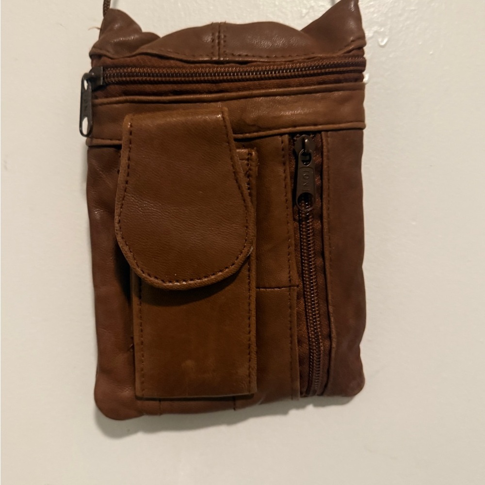 Brown Leather Crossbody Satchel Bag